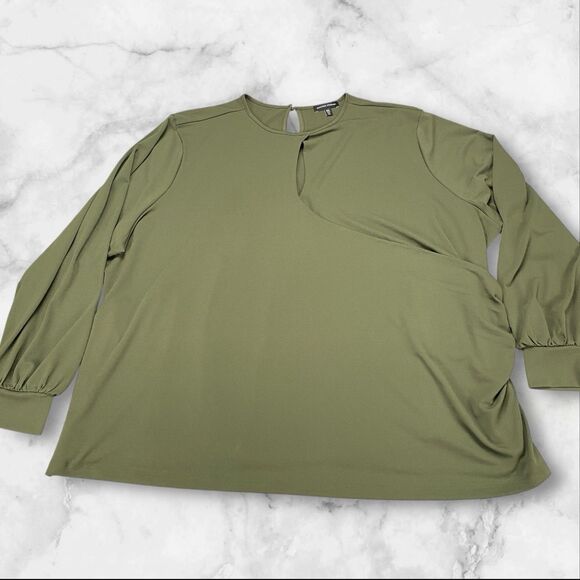 Universal Standard Womens Side Cinch Keyhole Blouse Size 2XL Green - Picture 2 of 15